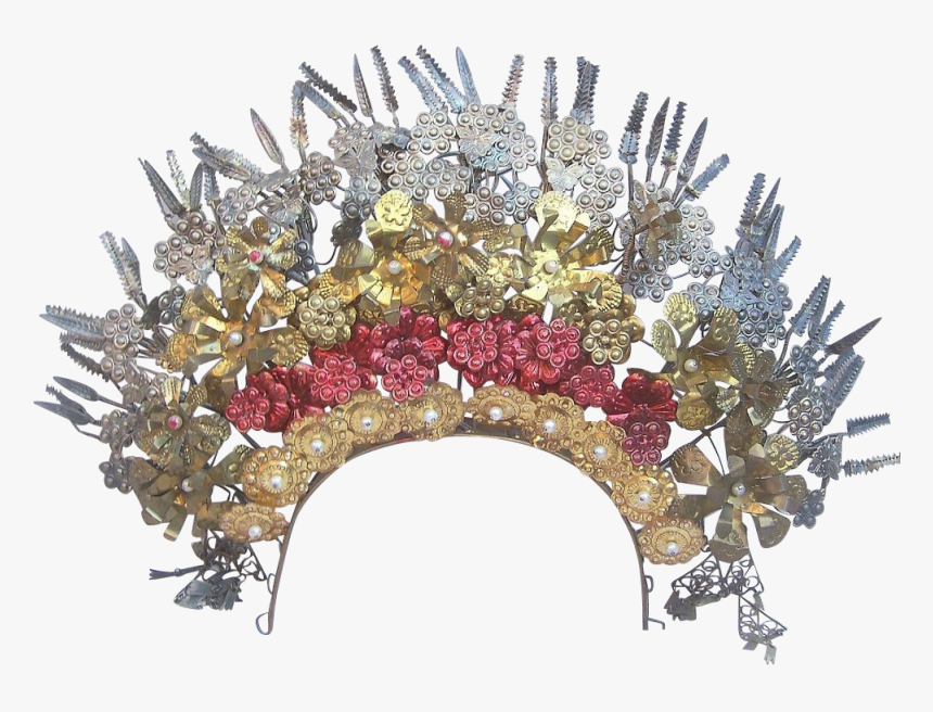 Vintage Hair Comb Tiara Indonesian Wedding Headdress - Floral Headdress Transparent Background, HD Png Download, Free Download