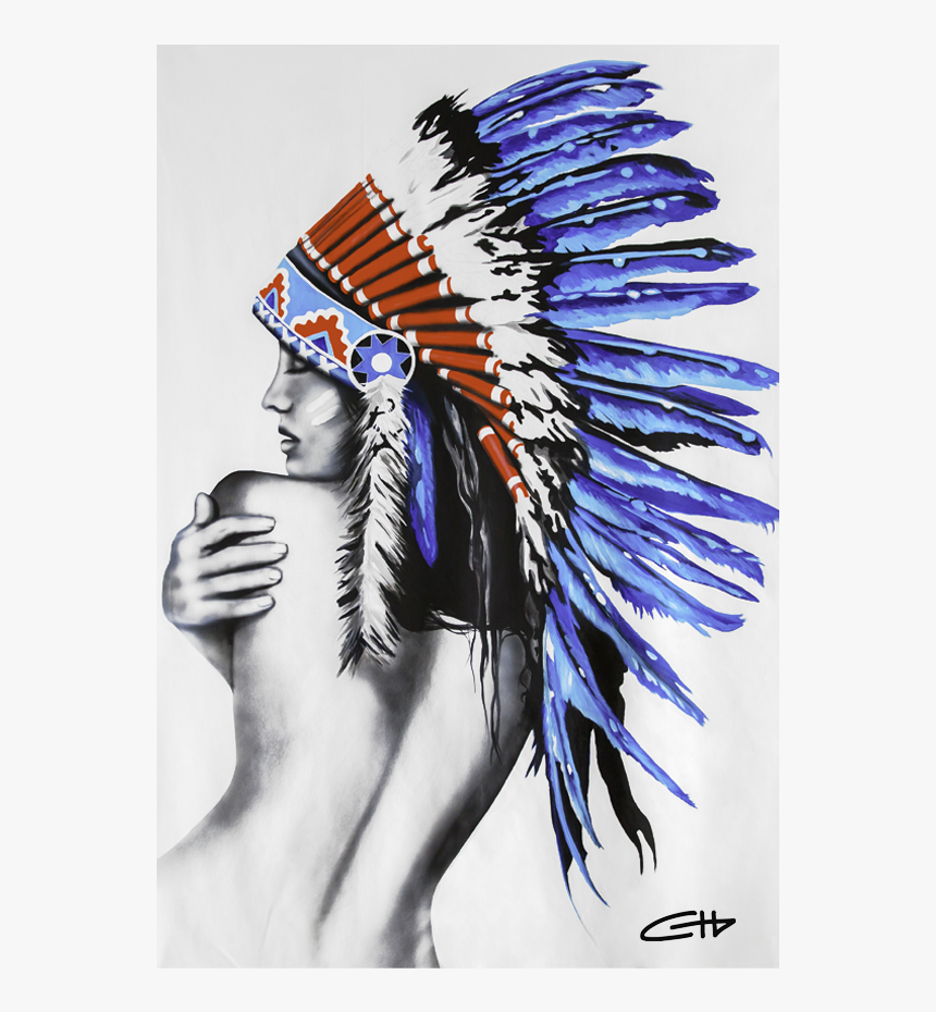 Headdress - Red White Blue Chief Headdress Painting, HD Png Download, Free Download