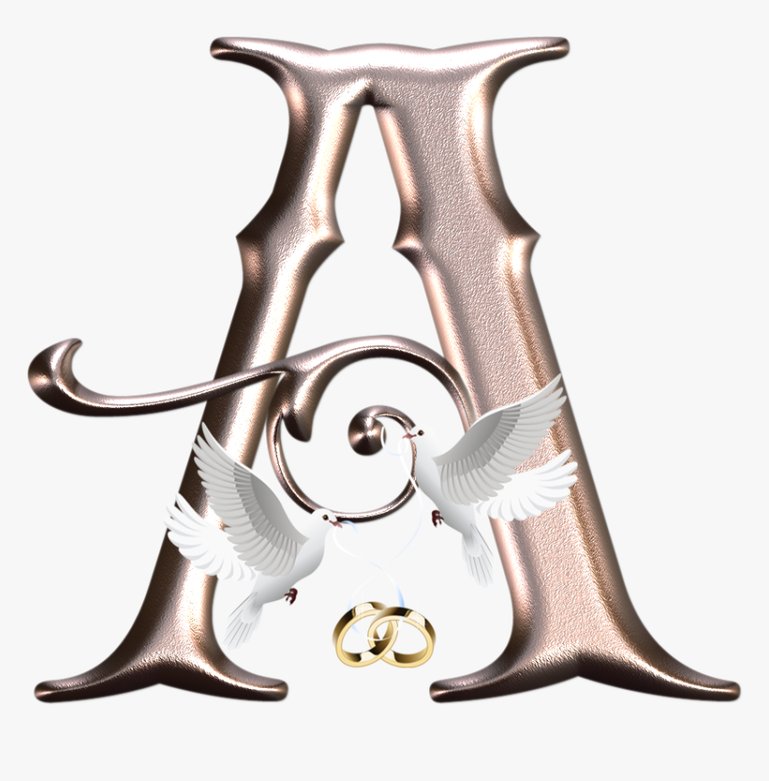 Abecedario Para Bodas Con Palomas Y Argollas - Alphabet Letter Rose, HD Png Download, Free Download