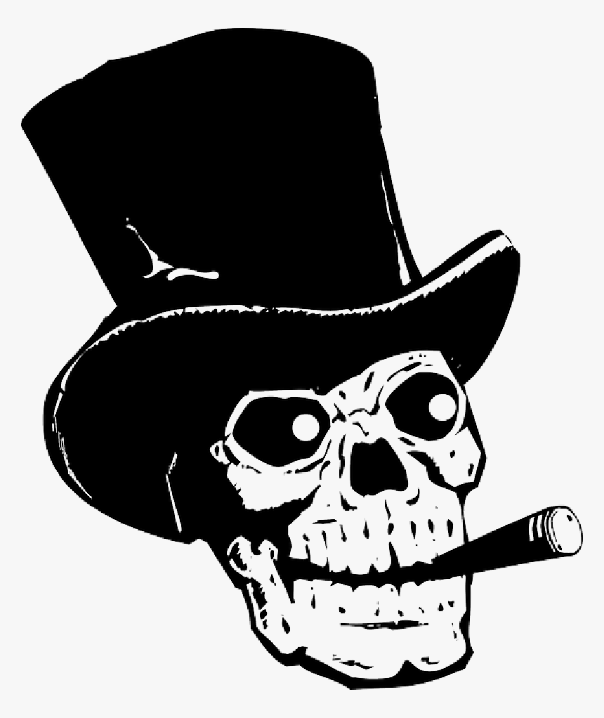 Skull Outline Drawing - Skull With Hat Transparent, HD Png Download, Free Download