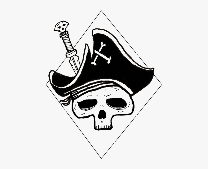 Skull, Pirate, Dagger, Pirate Hat, Sketch, Drawing - Gambar Sketsa Bajak Laut, HD Png Download, Free Download