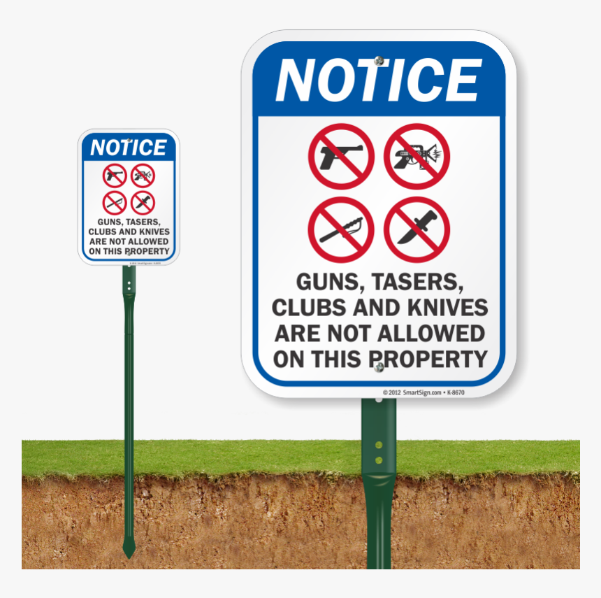 No Guns Tazers Clubs & Knives Sign - Do Not Pick Flowers Signage, HD Png Download, Free Download
