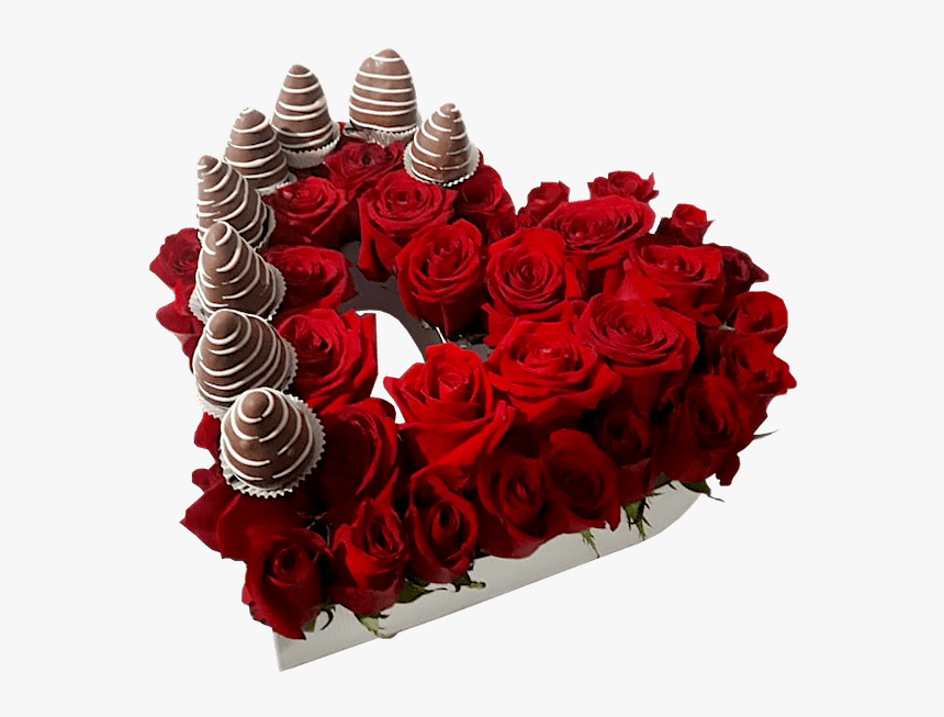 Caja Corazon Con Rosas Rojas Y Fresas Premium - Rosas Con Fresas, HD Png Download, Free Download