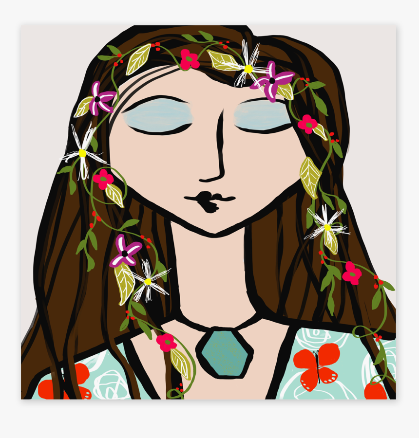 Flower Child Butterfly Print - Illustration, HD Png Download, Free Download