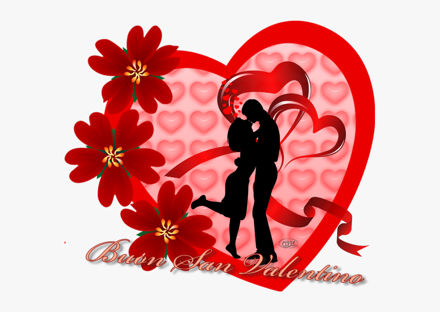 Auguri Happy Valentines Day - Flower Heart Design Png Clipart, Transparent Png, Free Download
