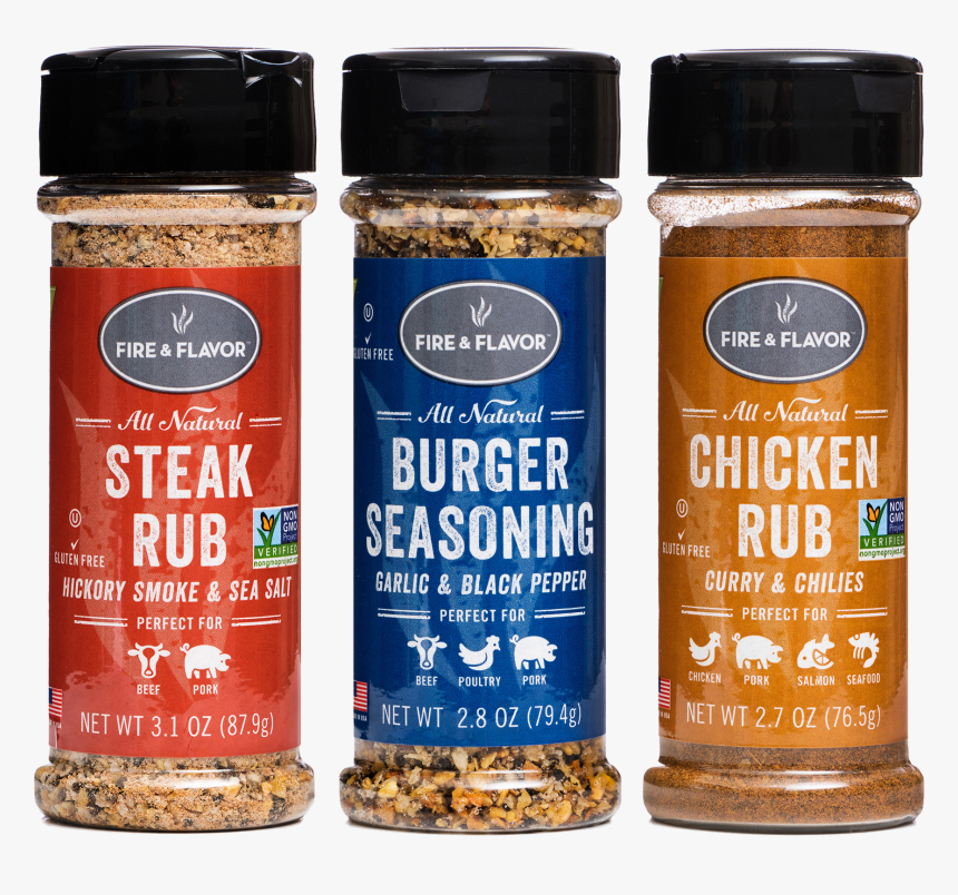 Fire & Flavor Rub & Seasoning Variety 3-pack, - Fire & Flavor, HD Png Download, Free Download