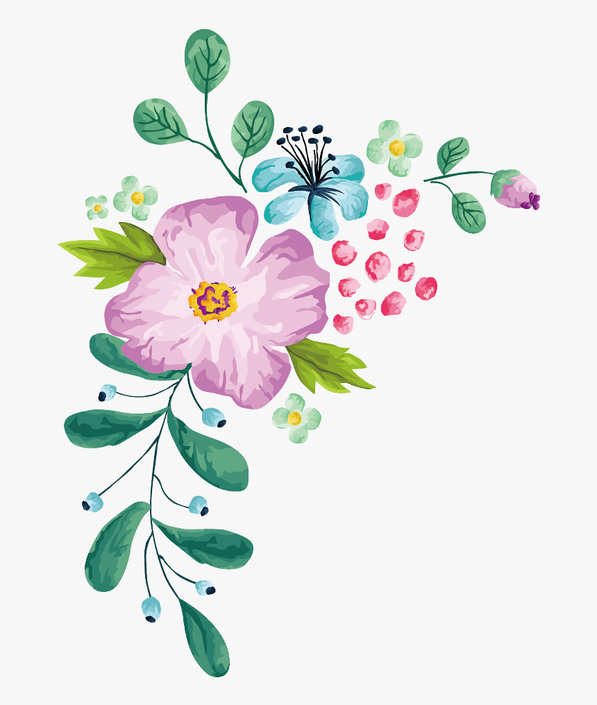 Bloom Flower Border Flowers White Bouquet Multiple - Blue Spring Flower Vector, HD Png Download, Free Download