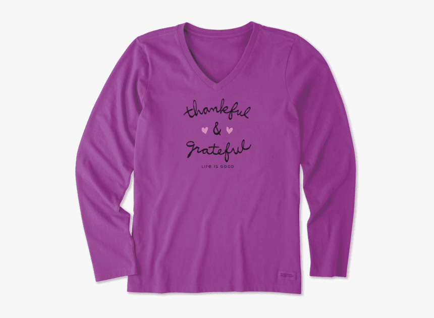 Women"s Thankful And Grateful Long Sleeve Crusher Vee - Womens Halloween Tshirts, HD Png Download, Free Download