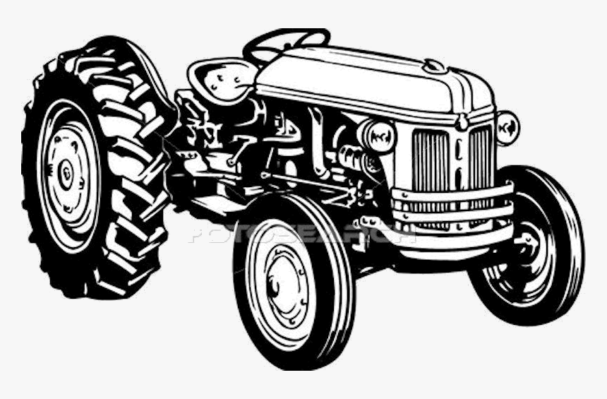 Old Tractor Clipart - Antique Tractor Clipart Black And White, HD Png Download, Free Download