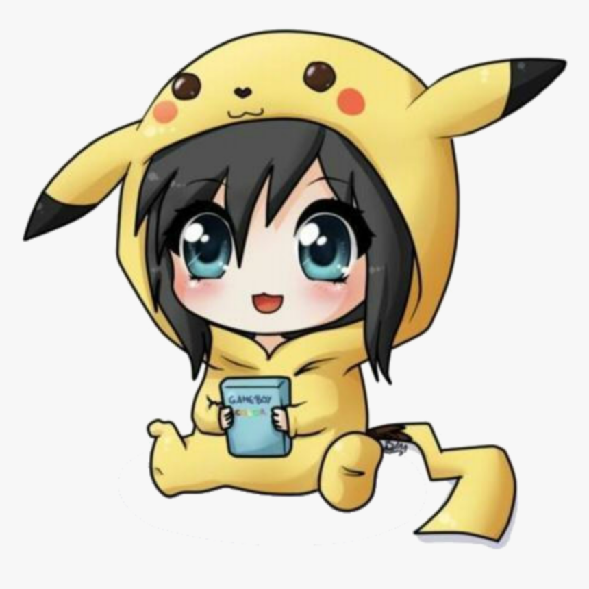 Cute Anime Girl In Pikachu Hoodie gambar ke 2