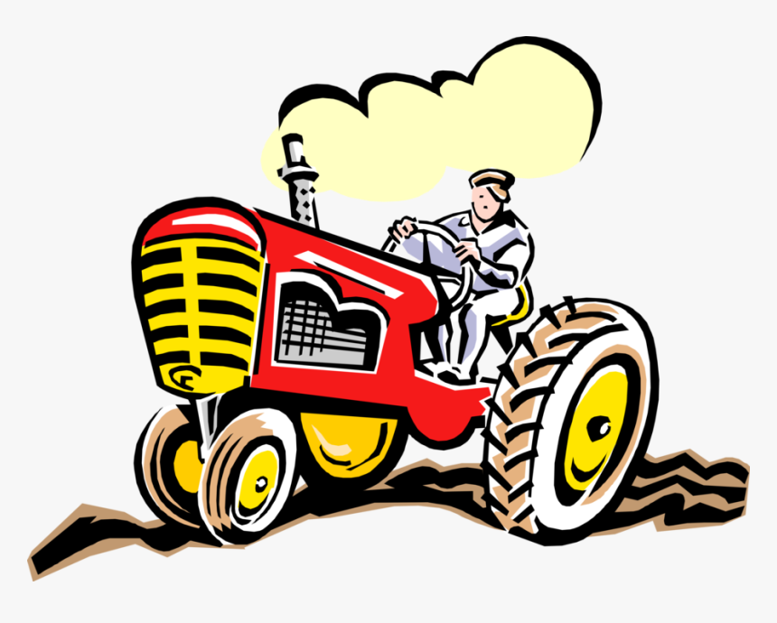 Vector Illustration Of Farmer Riding Farm Equipment - Clipart Farmer On Tractor, HD Png Download, Free Download