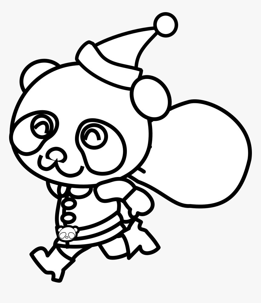 Christmas Black And White Black And White Christmas - Cute Panda Coloring Pages, HD Png Download, Free Download
