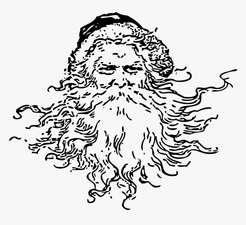 Santa Head Black And White - Colour In Father Christmas, HD Png Download, Free Download