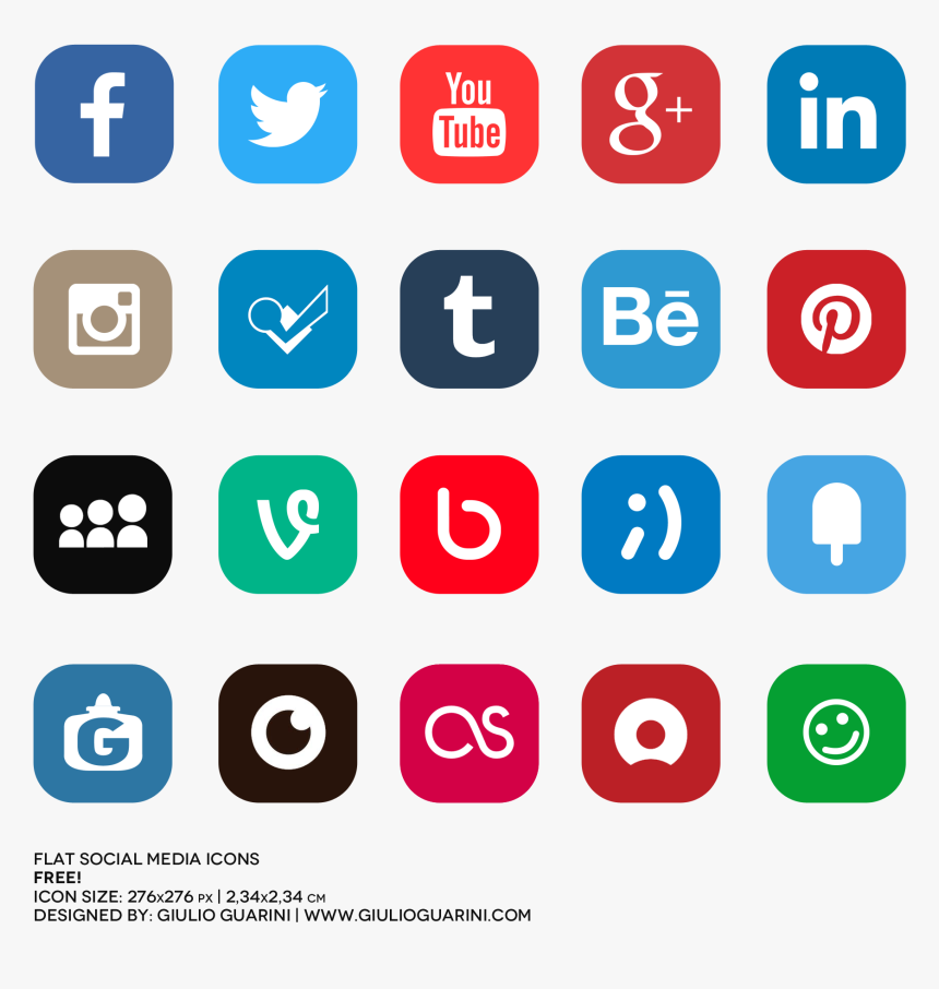 Flat Social Media Icons Png - Transparent Background Vector Social Media Icons, Png Download, Free Download