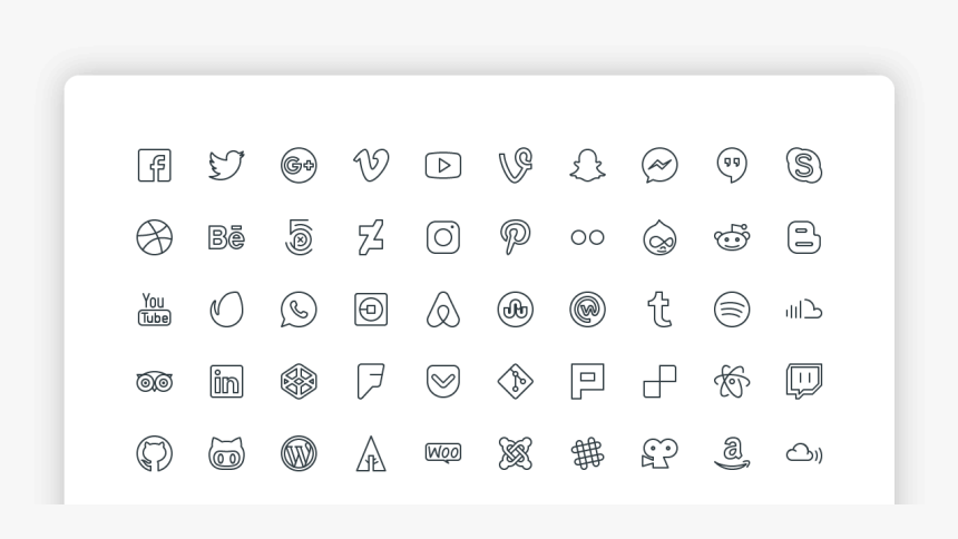 Social Media $ Brands - Transparent White Outline Social Media Icons, HD Png Download, Free Download