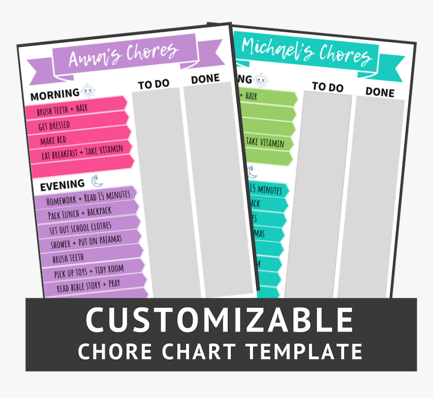 Printable Customizable Chore Chart Template, HD Png Download, Free Download