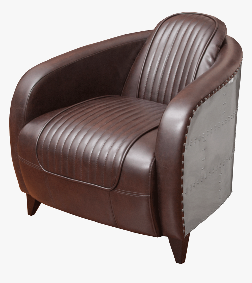 Aviator Leather Side Chair Rental - Leather And Metal Club Chair, HD Png Download, Free Download