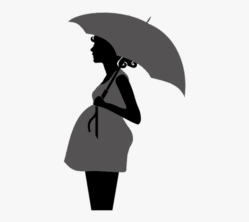 Cute Pregnant Silhouette Clip Art - Pregnan Woman With Umbrella, HD Png Download, Free Download