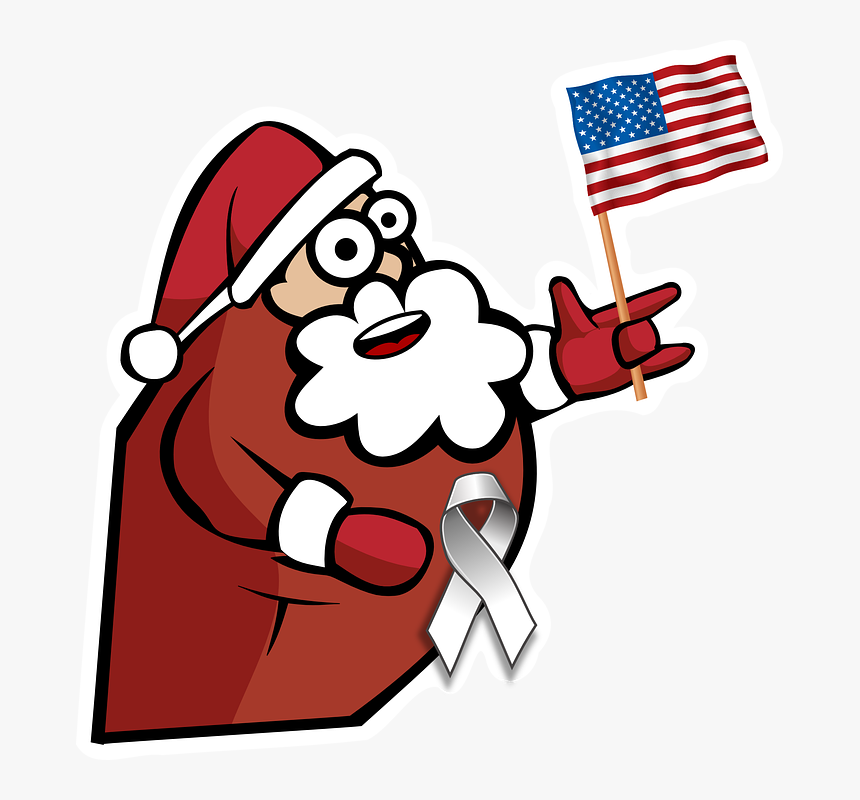 Santa, Xmas, Man, Person, Usa, Flag, Colonization - American Flag Funny Clipart, HD Png Download, Free Download