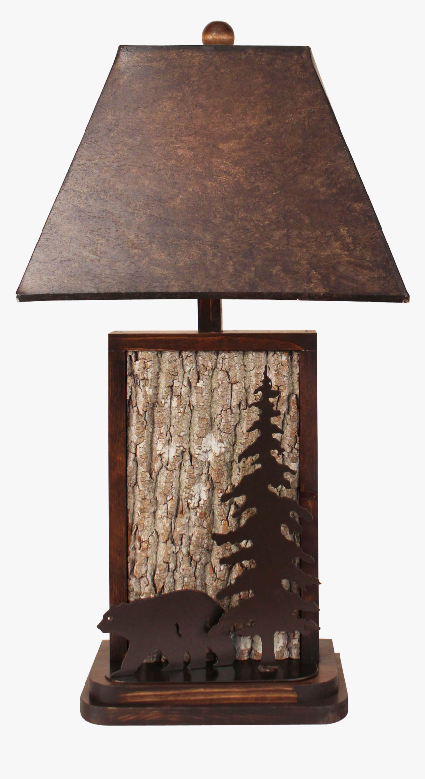 Aspen/dark Bronze Poplar Bark With Iron Bear & Tree - Lampshade, HD Png Download, Free Download