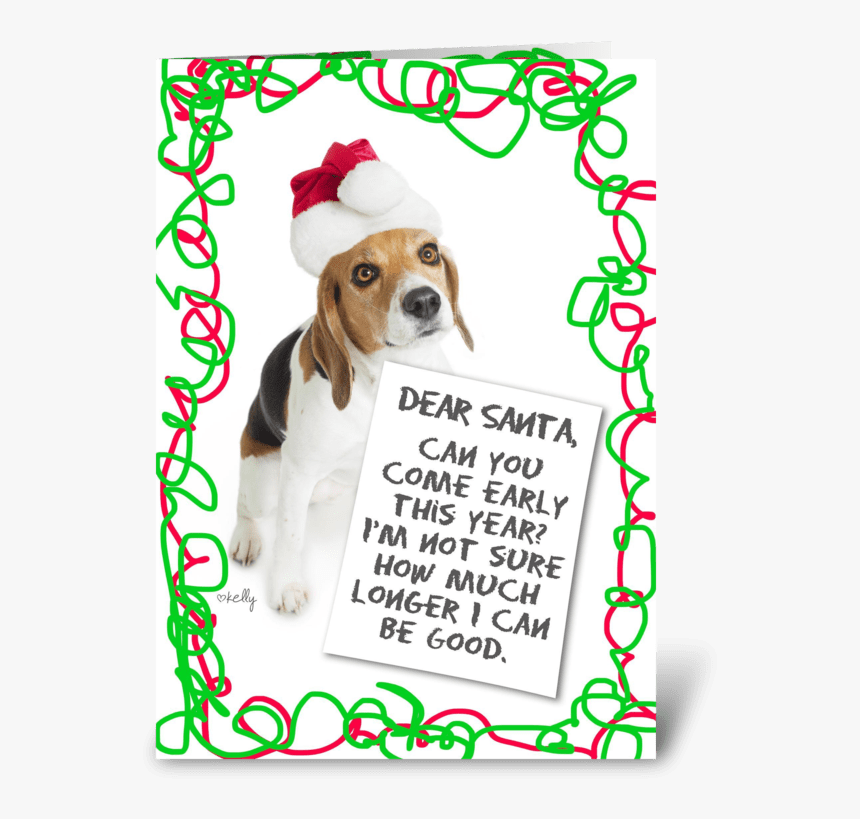 Dear Santa Beagle Greeting Card - Basset Hound, HD Png Download, Free Download