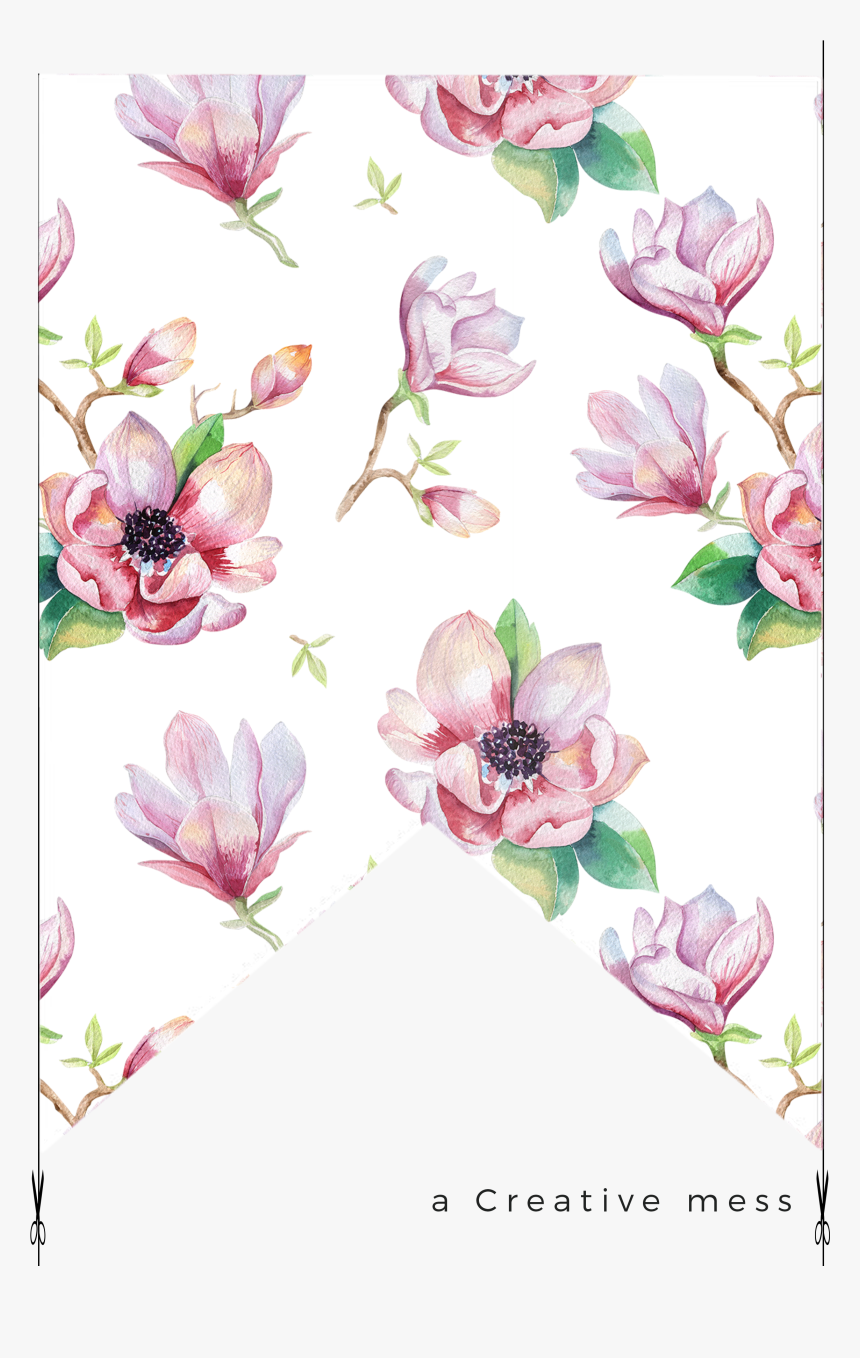 Transparent Magnolia Png - Flower Bunting Template Free, Png Download, Free Download