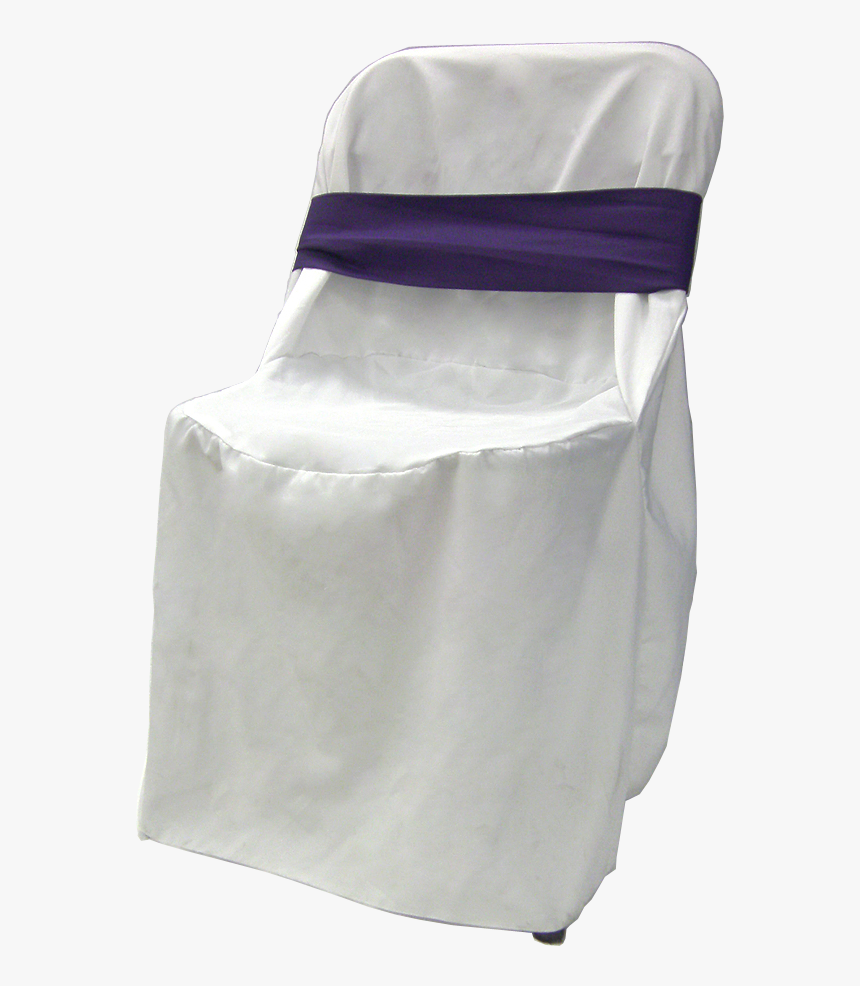 White Linen Chair Cover With Purple Bow For Weddings - White Chair Cover Rentals, HD Png Download, Free Download