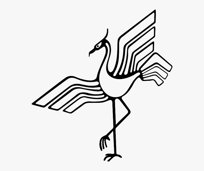 Beak, Bird, Feathers, Plumes, Black, Outline - Crane Bird Emblem Clipart, HD Png Download, Free Download