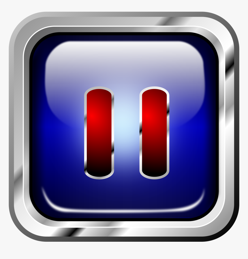 Icon Blue Multimedia Pause - Metal Button Png Icon, Transparent Png, Free Download