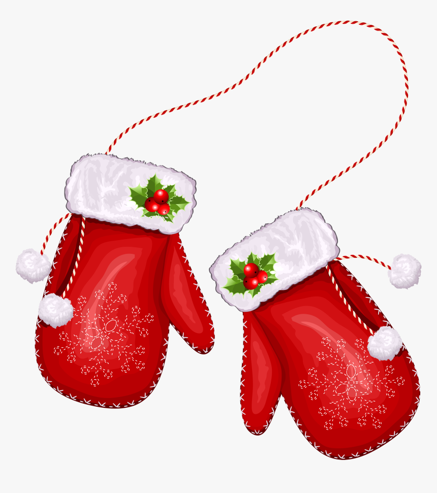 Large Transparent Christmas Santa Gloves Png Clipart - Christmas Mittens Clip Art, Png Download, Free Download