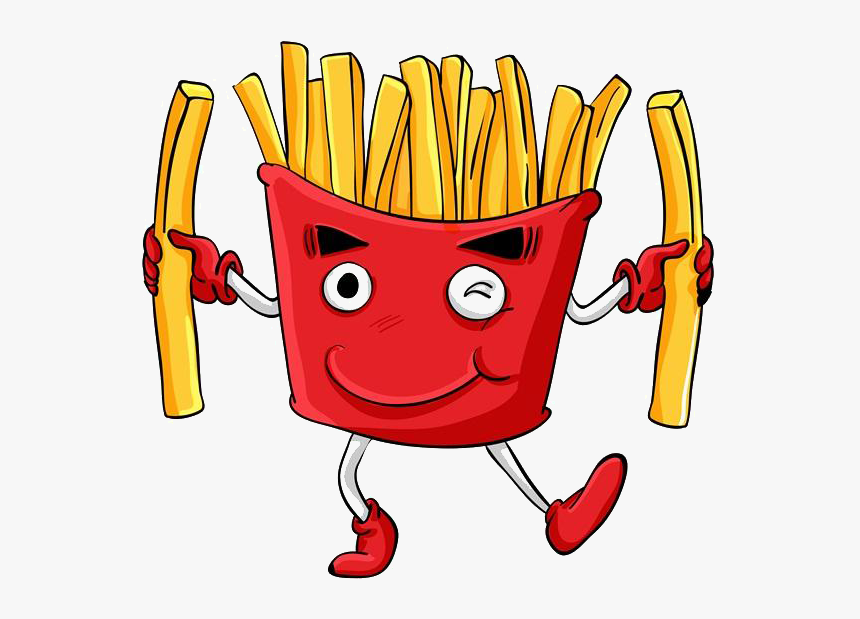 French Fries Fast Food Junk Food Cartoon - French Fries Cartoon, HD Png