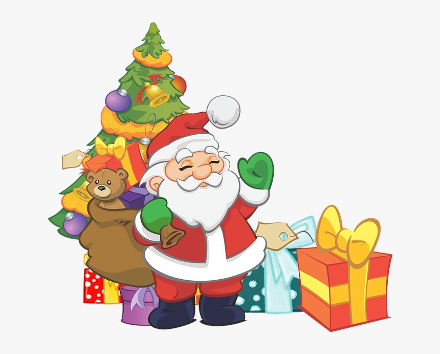 Transparent Santa"s List Clipart - Christmas Tree And Santa Clipart, HD Png Download, Free Download