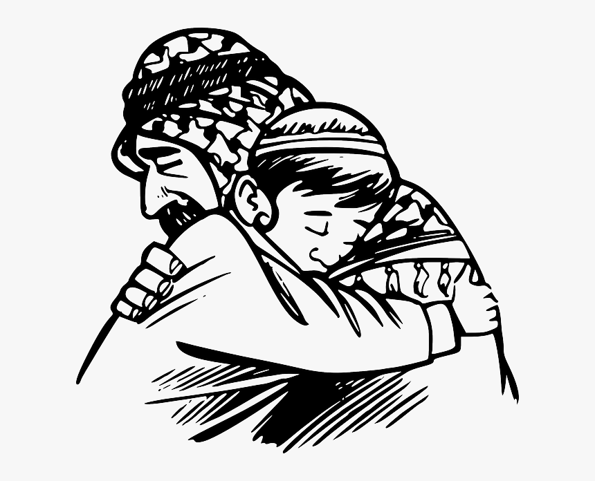Father And Son Hugging Drawing, HD Png Download, Free Download