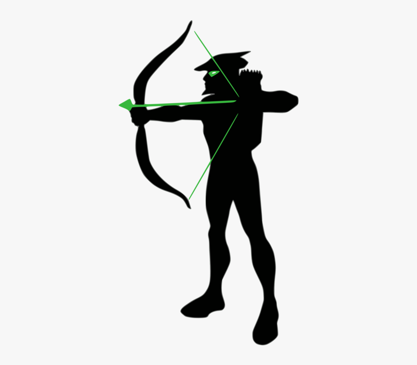 Green Arrow Silhouette Cartoon - Cartoon Green Arrow Silhouette, HD Png Download, Free Download