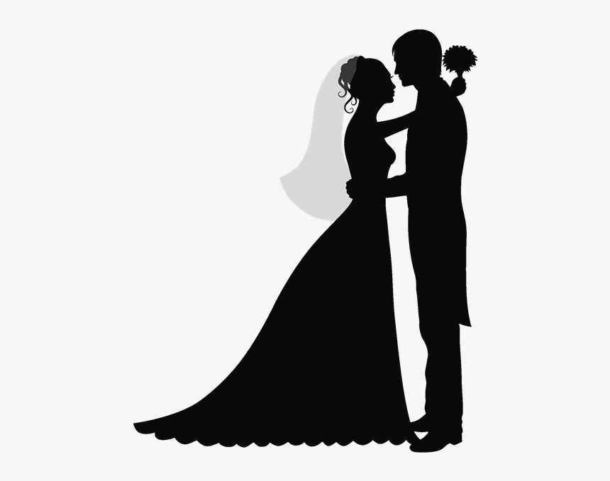 Wedding Party Silhouette Png - Bride & Groom Silhouette, Transparent Png, Free Download