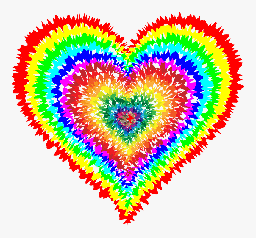 Tie, Dye, Heart, Colorful, Prismatic, Chromatic - Tie Dye Love Heart, HD Png Download, Free Download