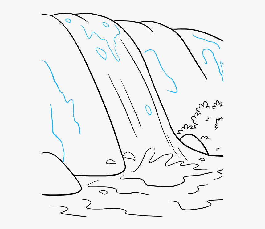 How To Draw Waterfall - Easy To Draw Water Fall, HD Png Download, Free Download