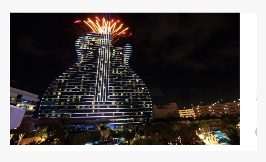 Hardrocknight - Guitar Shaped Hotel Hard Rock At Night, HD Png Download, Free Download