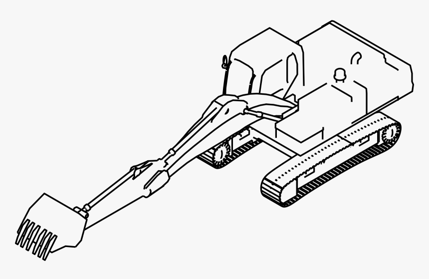 Excavator Clip Arts - Komatsu Excavator Drawing, HD Png Download, Free Download