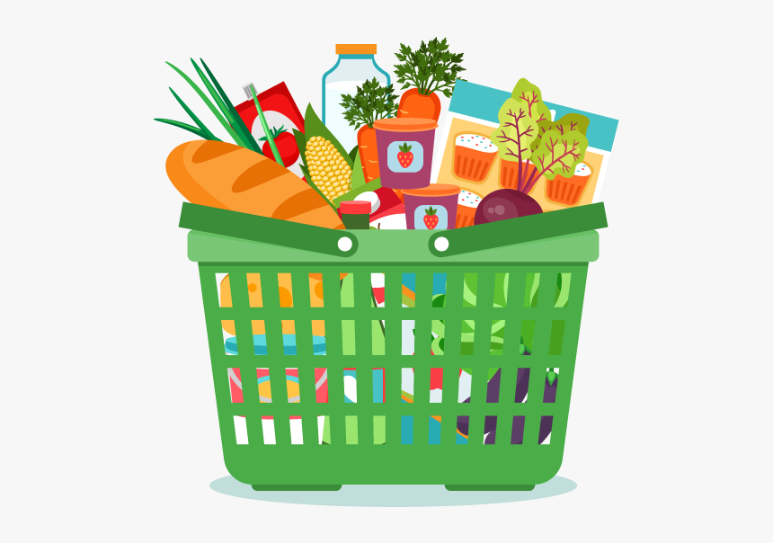 Clipart Box Groceries - Clip Art Food Basket, HD Png Download, Free Download