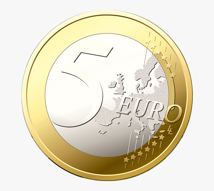 Coin, 5 Euro, Money, Euro, Valuable, Silver, Gold - 5 Euro Coin Png, Transparent Png, Free Download