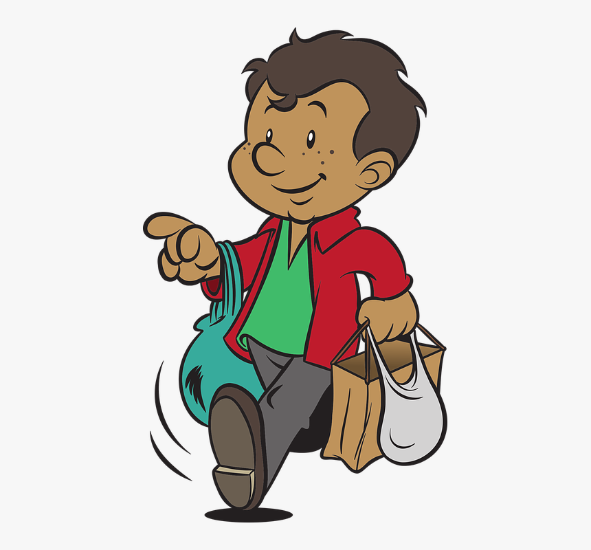 Man, Grocery, Walk, Food, Customer, Supermarket, Retail - Walk To Supermarket Cartoon, HD Png Download, Free Download