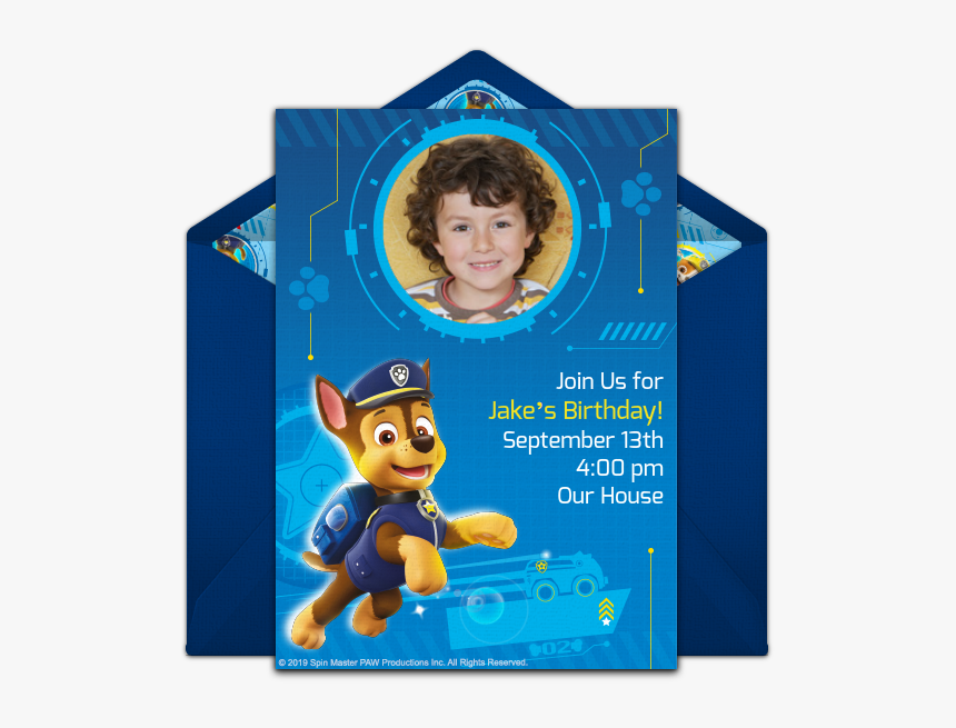 Birthday Invitation Chase Paw Patrol, HD Png Download, Free Download