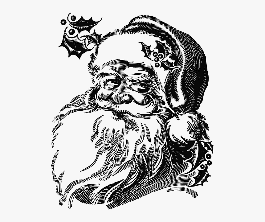 Santa Claus: black and white line drawing... - Stock Illustration  [107260093] - PIXTA