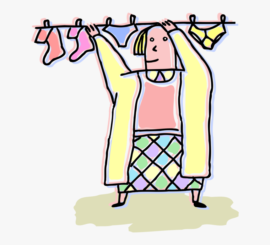 Vector Illustration Of Hanging Clothes Laundry On Clothesline - Vector Graphics, HD Png Download, Free Download