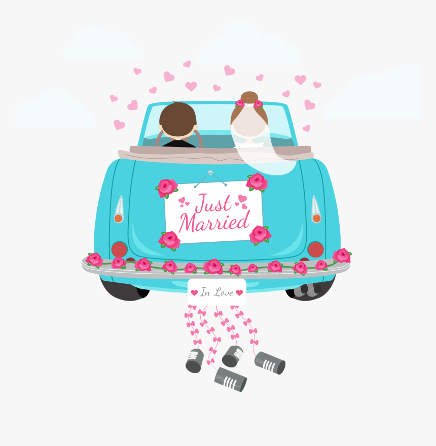 Transparent Just Married Png - Just Married Cartoon Wedding Car, Png Download, Free Download