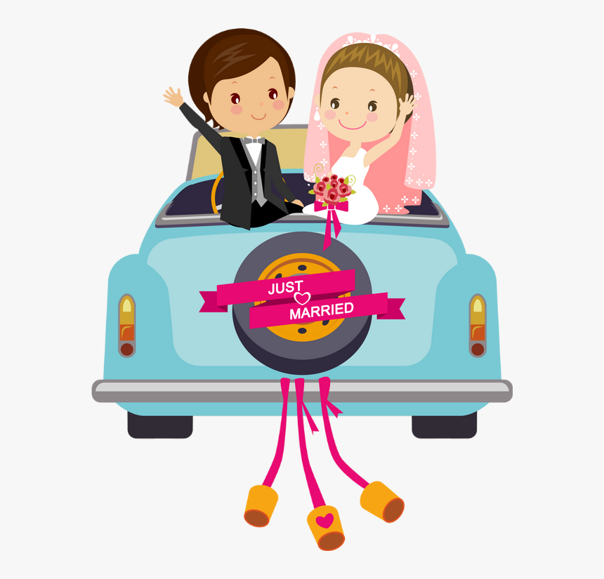 ♥ Mariage, Mariés Png, Dessin ♥ Just Married Drawing - Save The Date Cartoon, Transparent Png, Free Download