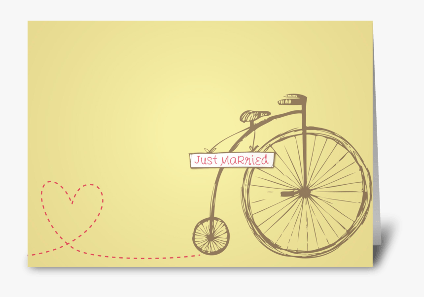 Wedding Vintage Just Married Greeting Card - Hybrid Bicycle, HD Png Download, Free Download