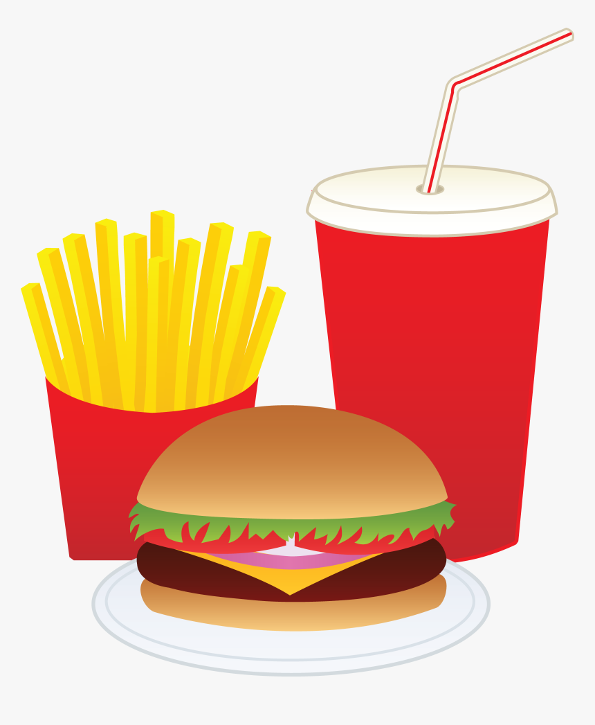 Hamburger Fries And A Drink Free Clip Art - Fast Food Clipart, HD Png Download, Free Download