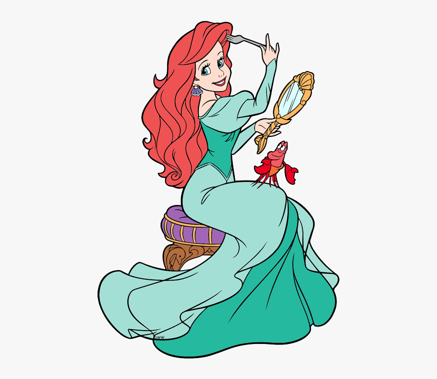 Transparent Sebastian Png - Little Mermaid Combing Hair, Png Download, Free Download